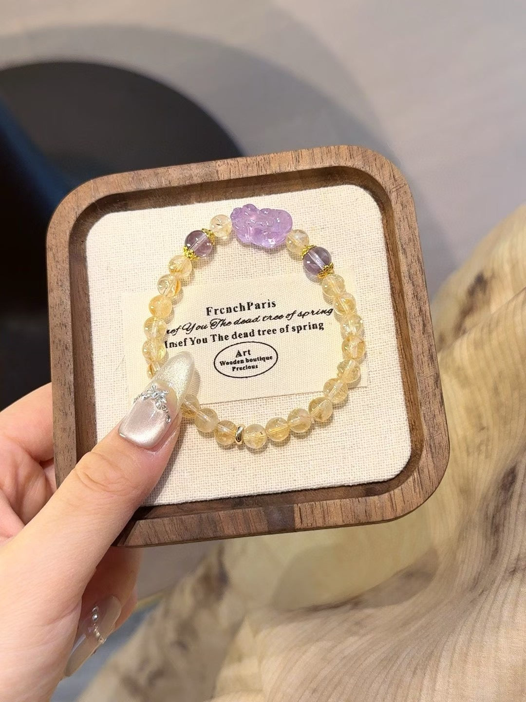 Yellow Quartz & Amethyst Pixiu Bracelet