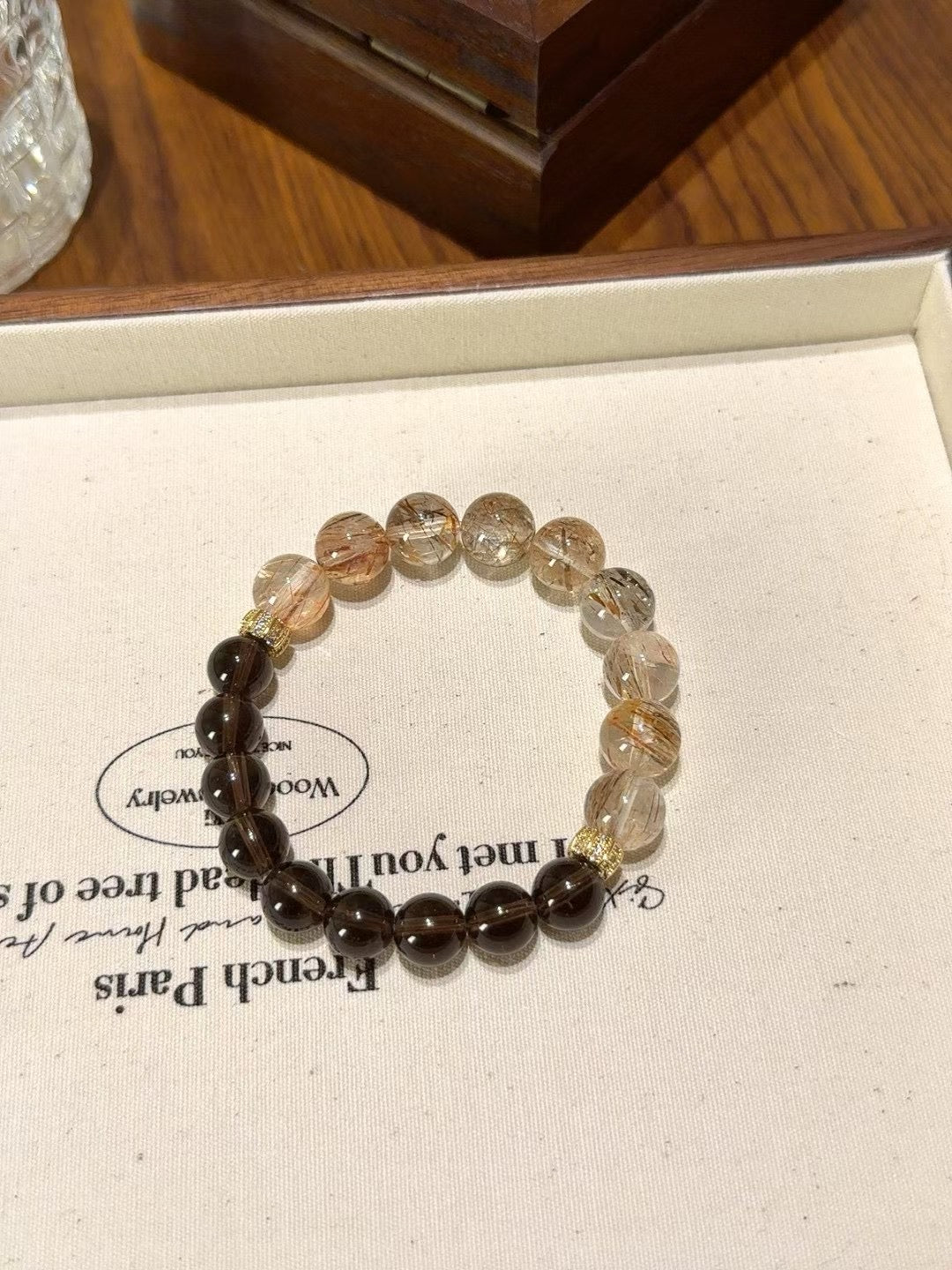 Smoky Quartz × Black Rutilated Quartz Bracelet