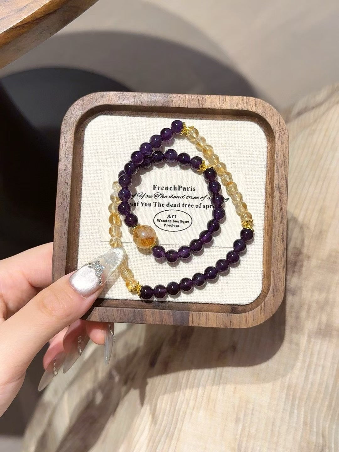 Yellow Quartz & Amethyst Multi-Wrap Bracelet