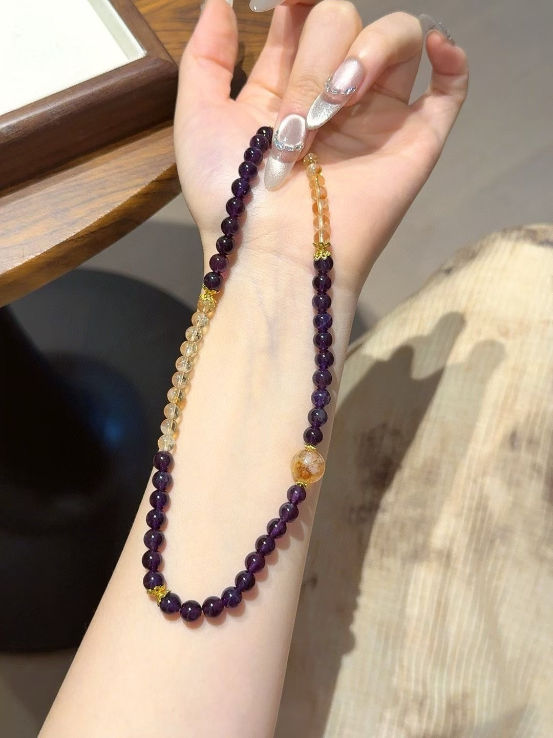 Yellow Quartz & Amethyst Multi-Wrap Bracelet