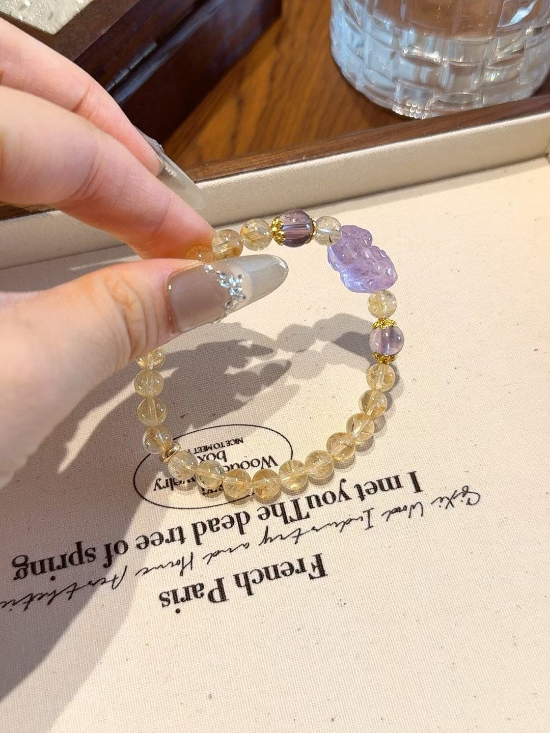 Yellow Quartz & Amethyst Pixiu Bracelet
