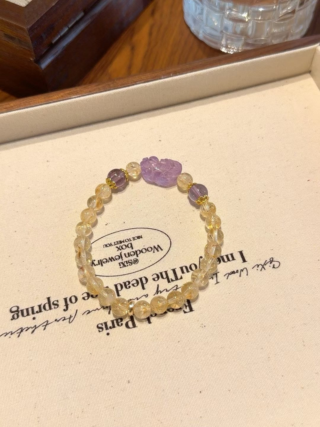 Yellow Quartz & Amethyst Pixiu Bracelet