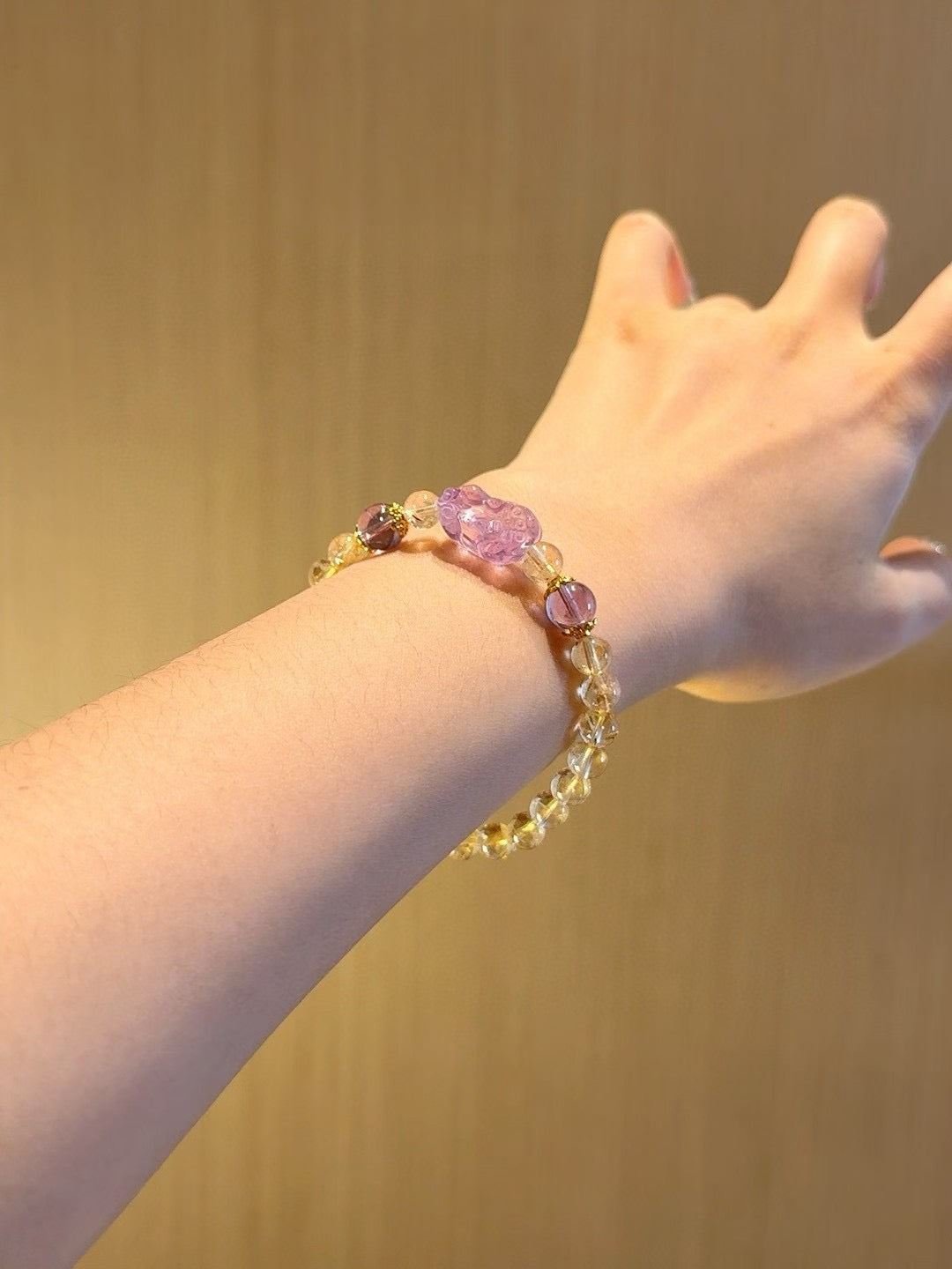 Yellow Quartz & Amethyst Pixiu Bracelet