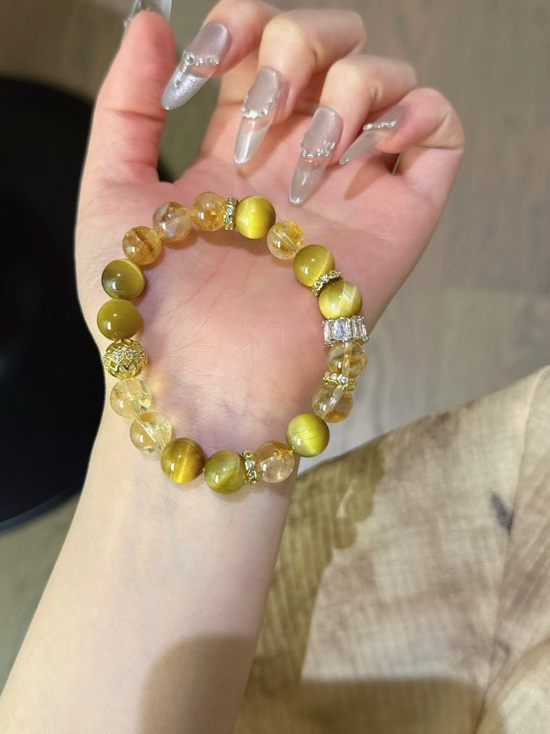 Yellow Rutilated Quartz × Golden Tiger’s Eye Bracelet
