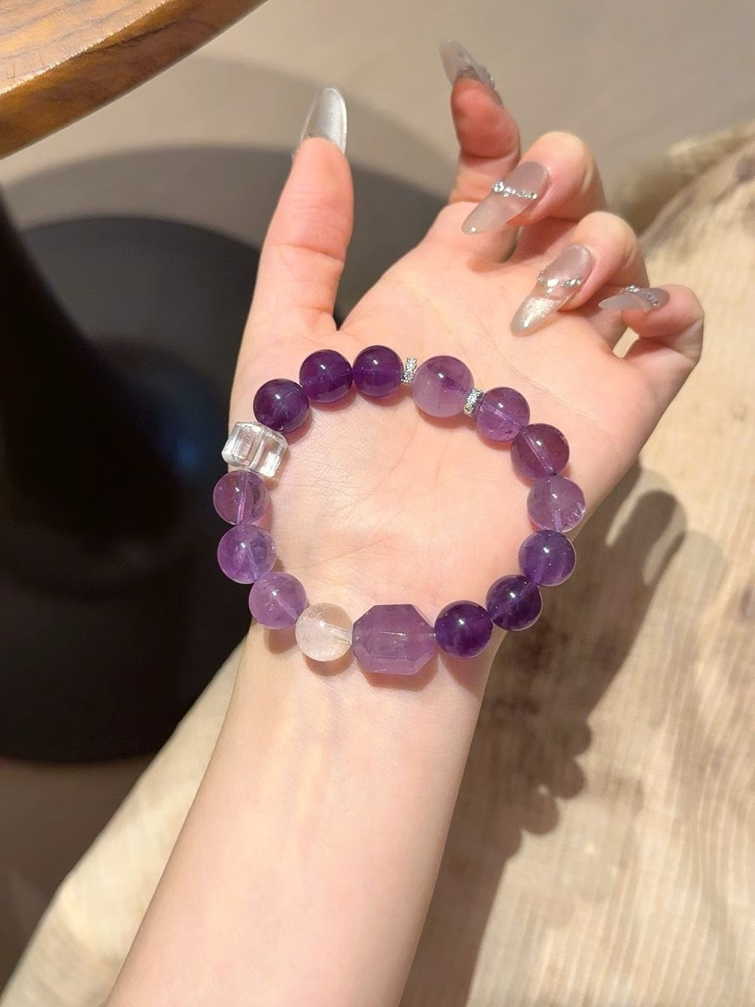 Amethyst & Clear Quartz Bracelet