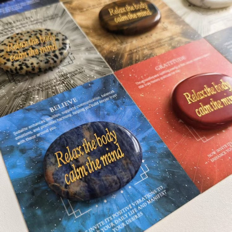 Engraved Palm Stone-Relax the body calm the mind