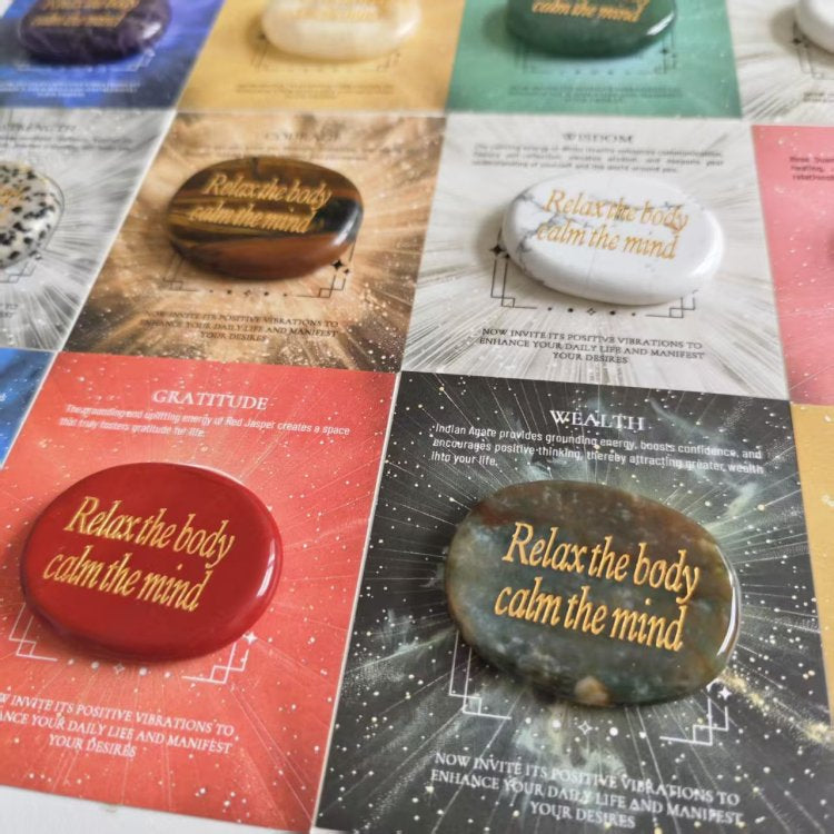 Engraved Palm Stone-Relax the body calm the mind