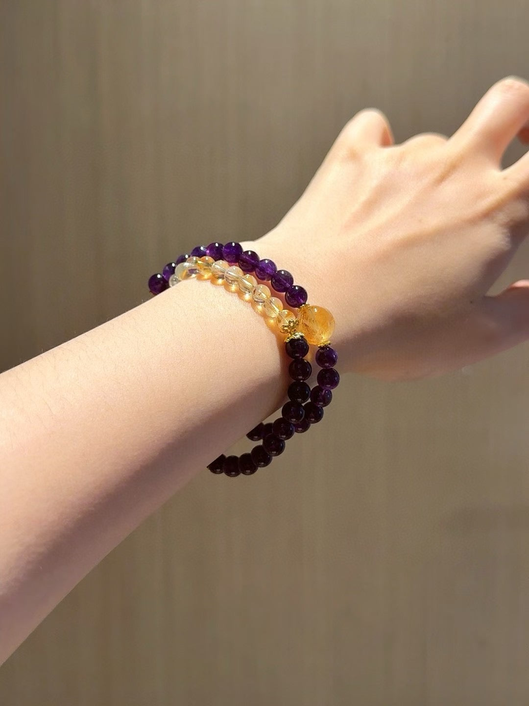 Yellow Quartz & Amethyst Multi-Wrap Bracelet