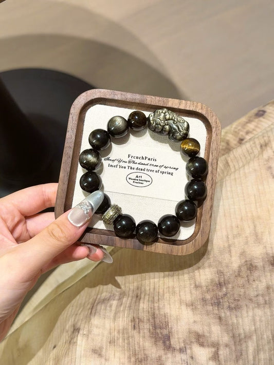 Golden Obsidian Pixiu Bracelet