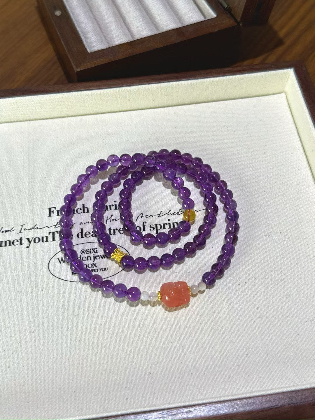 Amethyst & Blue Amber Pixiu Bracelet
